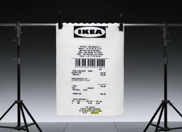 Огромный кассовый чек-ковер стал частью новой коллекции IKEA